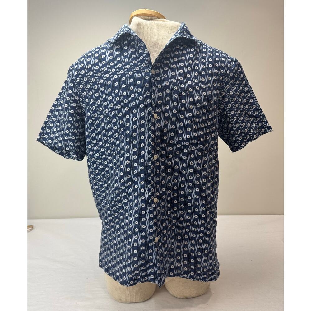 100% Linen Vineyard Vines Button Down Shirt Floral Daisies - Men's Size Medium